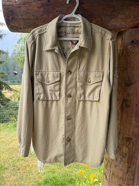 Tommy Bahama Men's Khaki Button-Front Field Jacket